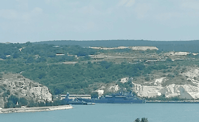 A large landing ship left Sevastopol