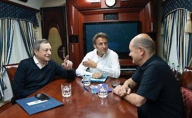 German Chancellor Olaf Scholz, French President Emmanuel Macron and Italian Prime Minister Mario Draghi