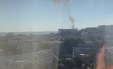 After the explosion in Sevastopol, near the headquarters of the Russian Black Sea Fleet, you can see a column of smoke
