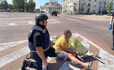 The Interior Ministry said who came under fire in Chernihiv