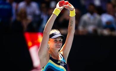 Tennisspielerin Jastremskaja hinterlie&szlig; eine patriotische Inschrift auf der TV-Kamera, nachdem sie eine Russin besiegt hatte