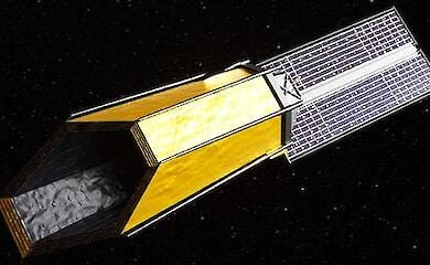 Das Konzept des Inhabited Worlds Observatory der NASA. (NASA Goddard Space Flight Centre Goddard Concept Imaging Laboratory)