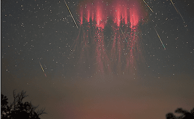 Ein Fotograf hat einen seltenen Blitz vor der Kulisse des Perseiden-Meteoritenschauers eingefangen (FOTO)