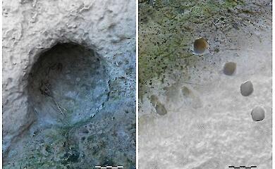l&ouml;cher in den Mauern von Pompeji durch Beschuss